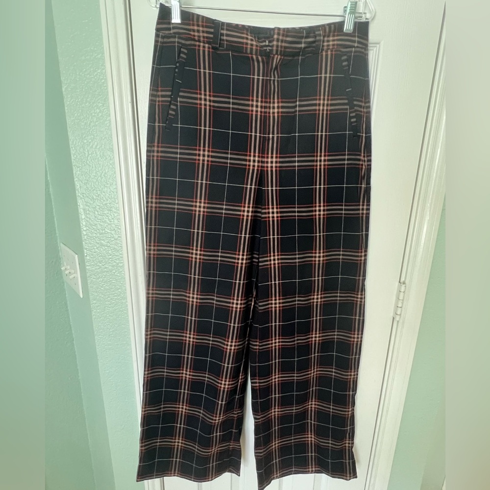 Banana Republic wide leg plaid trouser